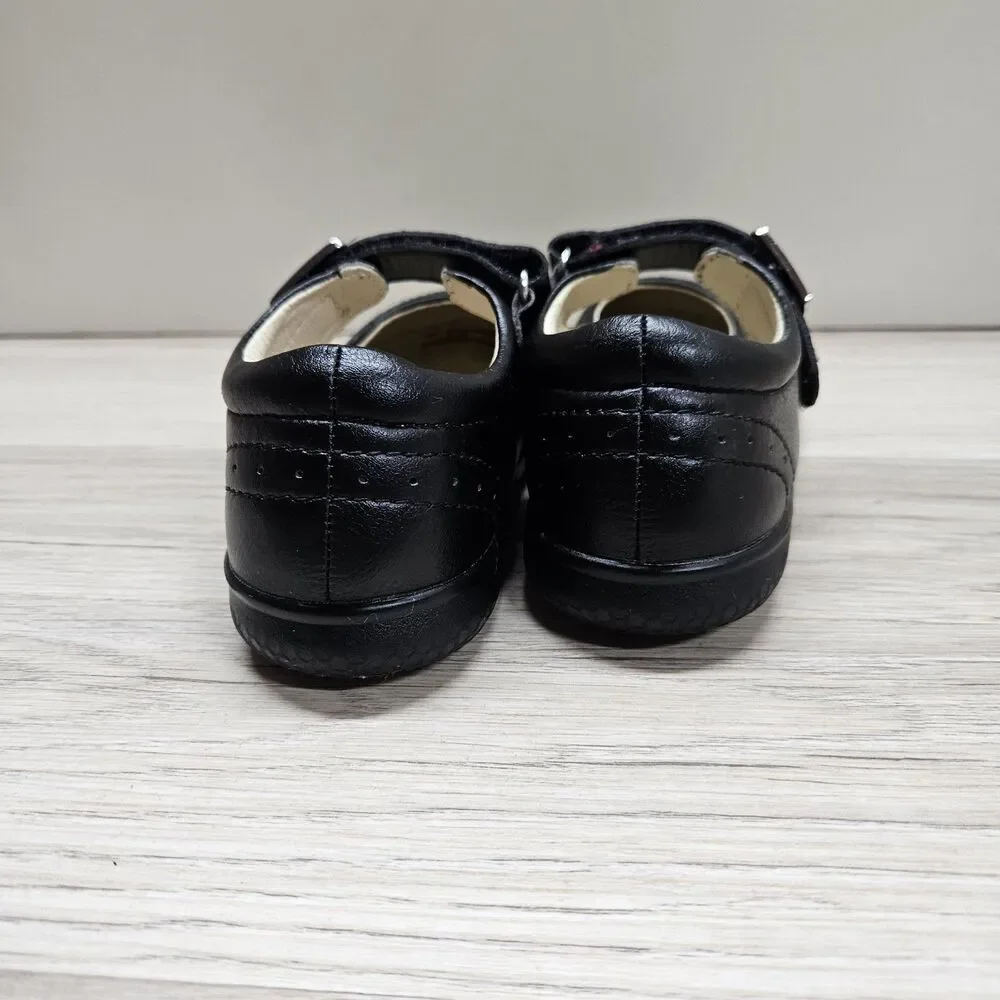 Livie & Luca Girls Black Mary Jane Shoes Size 12 Buckle Faux Leather Cute